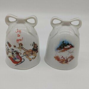 Designers Collection Christmas Bells Joy To You & Noel Genuine Porcelain Set 2